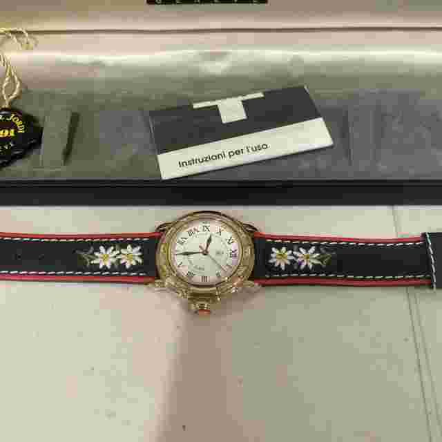 MICHEL JORDI Women's Watch Vintage Gold Tone 1991 Quartz Leather Swiss