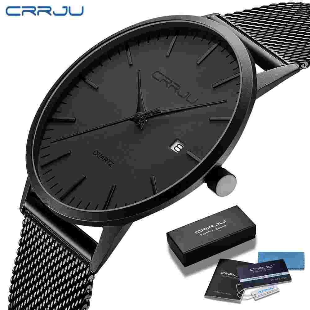 Men's Ultra-Thin Quartz Watch – Slim Mesh Steel, Waterproof, Casual Sport Design