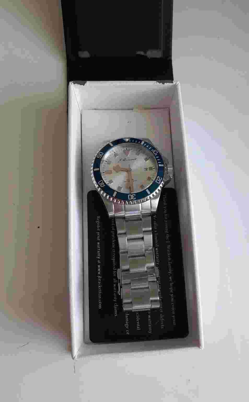 J. Brackett IMPERIA Blue Silver 45 Mm Quartz W Stainless Steel Bracelet RP
