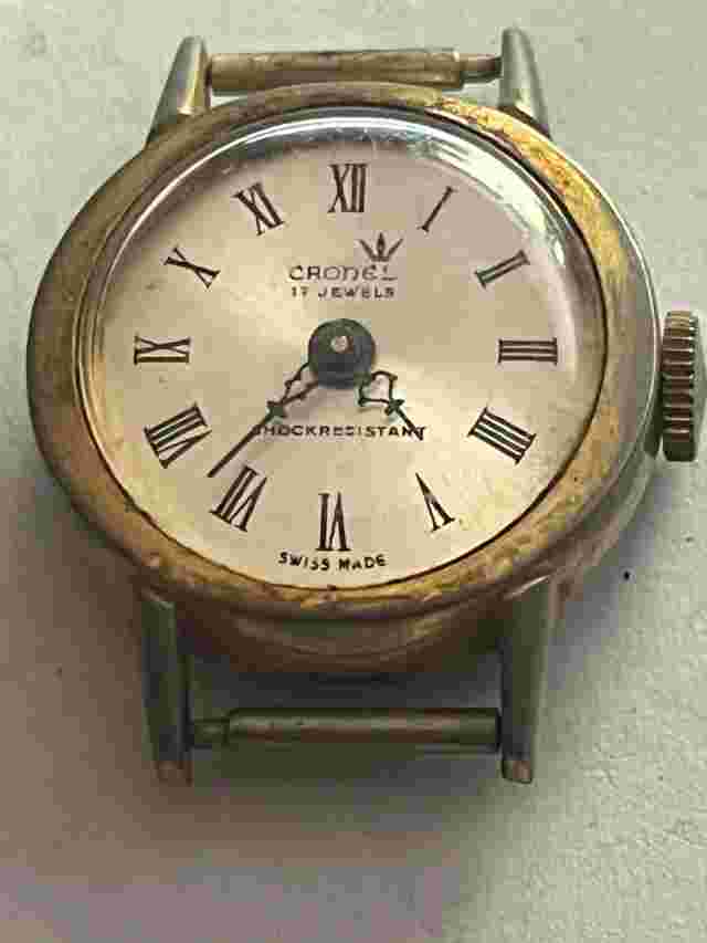 Cronel small gold ladies manual watch - No strap working but untested