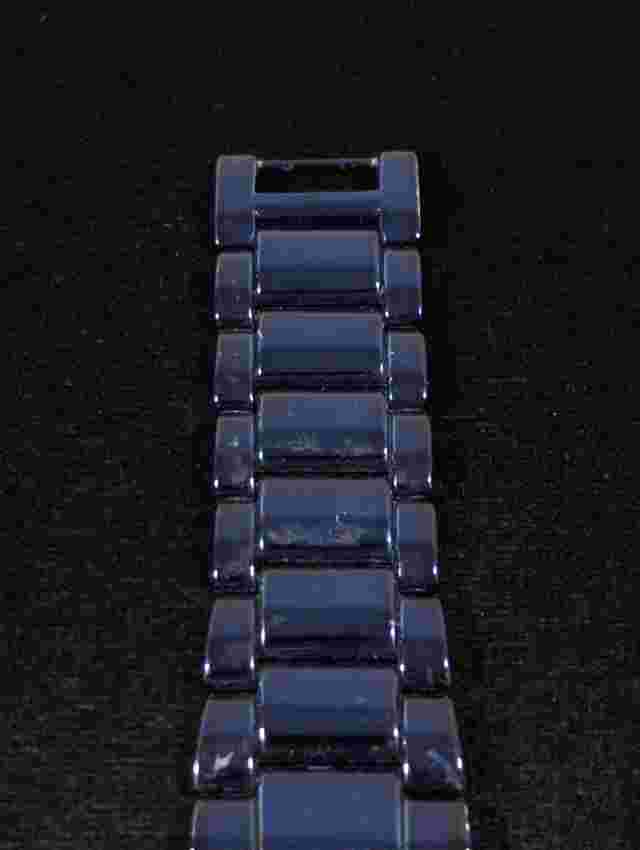 RJ Graziano Crystal Accent Metallic Blue Link Band Watch 8 Inch