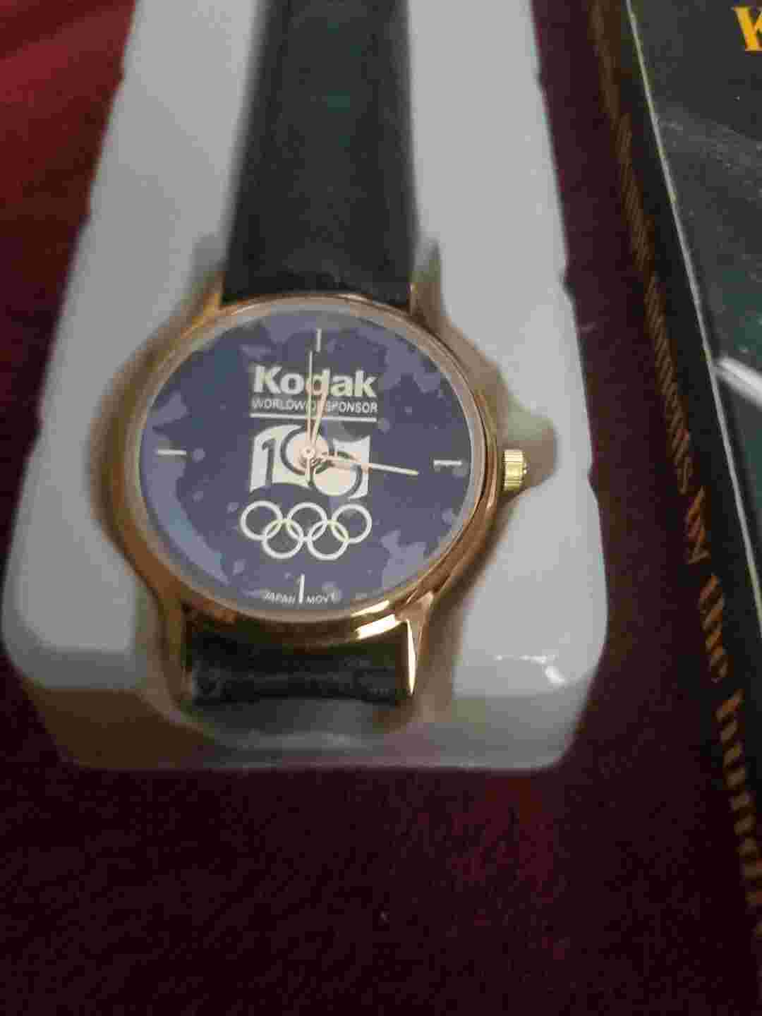 Kodak Olympic Official Sponsor Watch Leather Band Needs Battery Unisex
