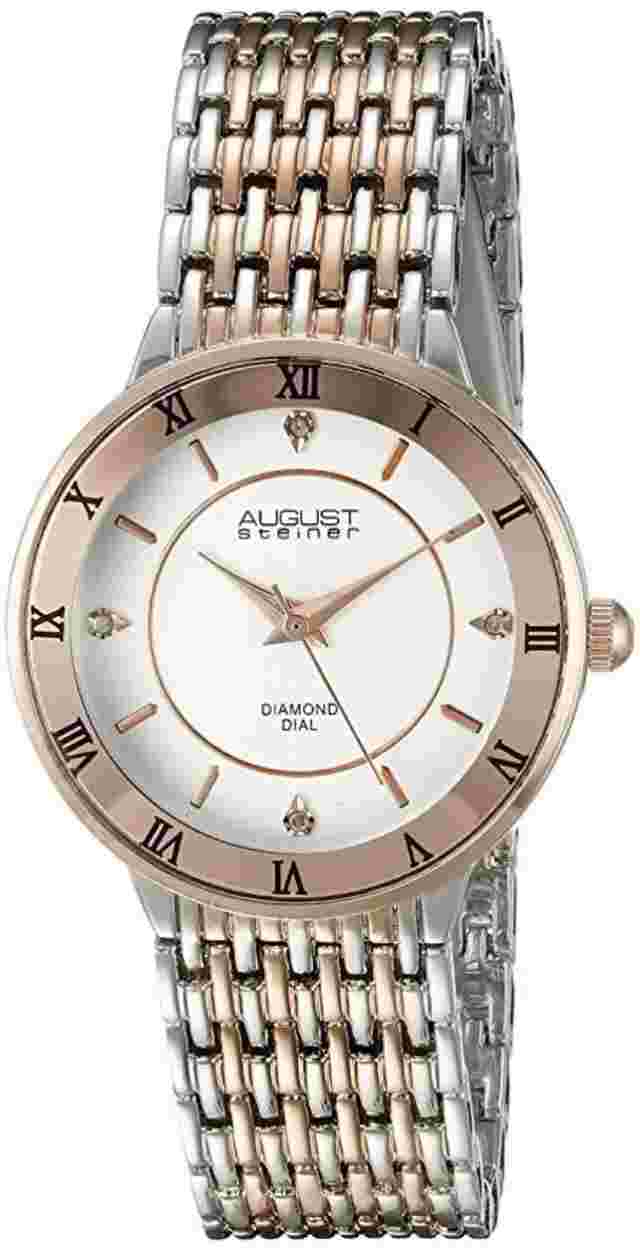 AUGUST STEINER Womens AS8178TTR Silver & Rose Gold 31mm Watch 130007