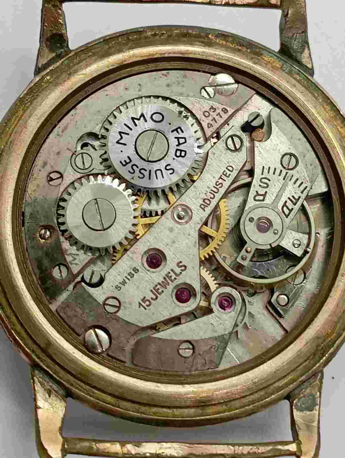 VINTAGE Military WWII MiMO Watch Gold Plated Fab. Suisse Working Cal. AS 984???