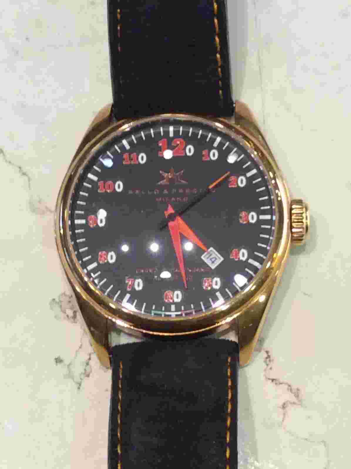 Bello&Preciso Milan Automatic Watch Black New Gold Plated Case 43.00