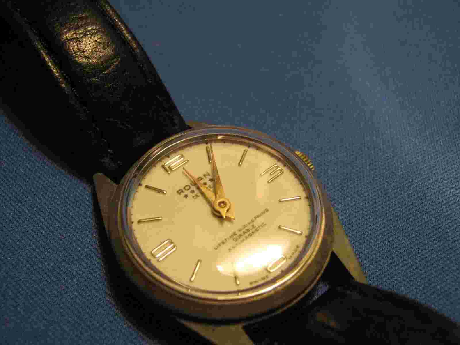 Rouan De Luxe Wind-Up Wristwatch Leather Strap circa 1950s