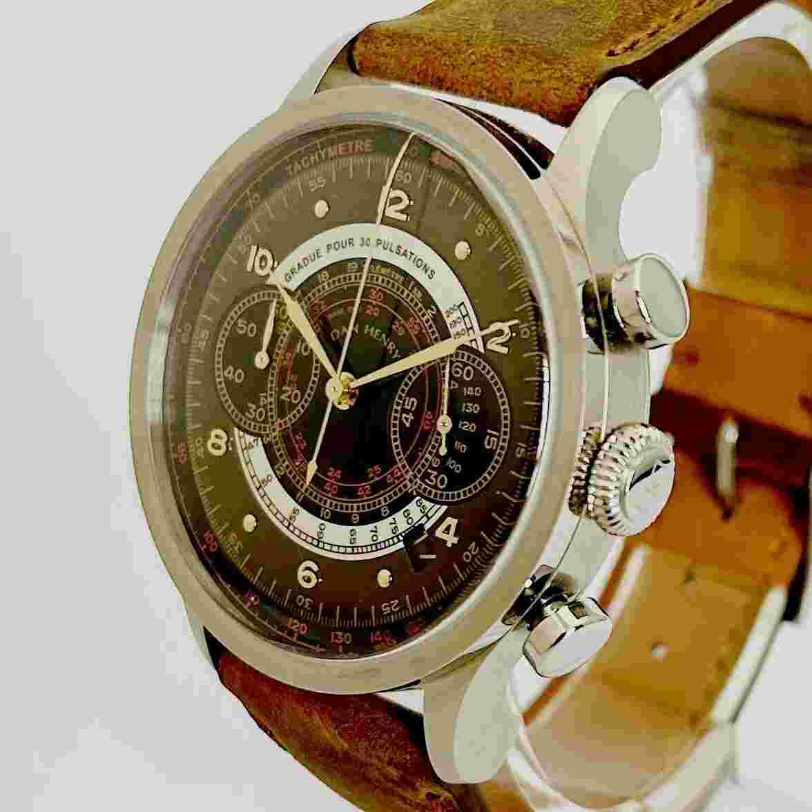 Dan Henry Men's Watch Military Chronograph 41mm Round Index Mechanical Quartz