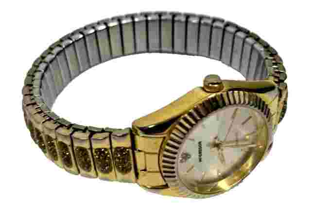 McGREGOR WOMAN Quartz Glitter Gold WATCH Stainless Steel Stretch Band LMG 167