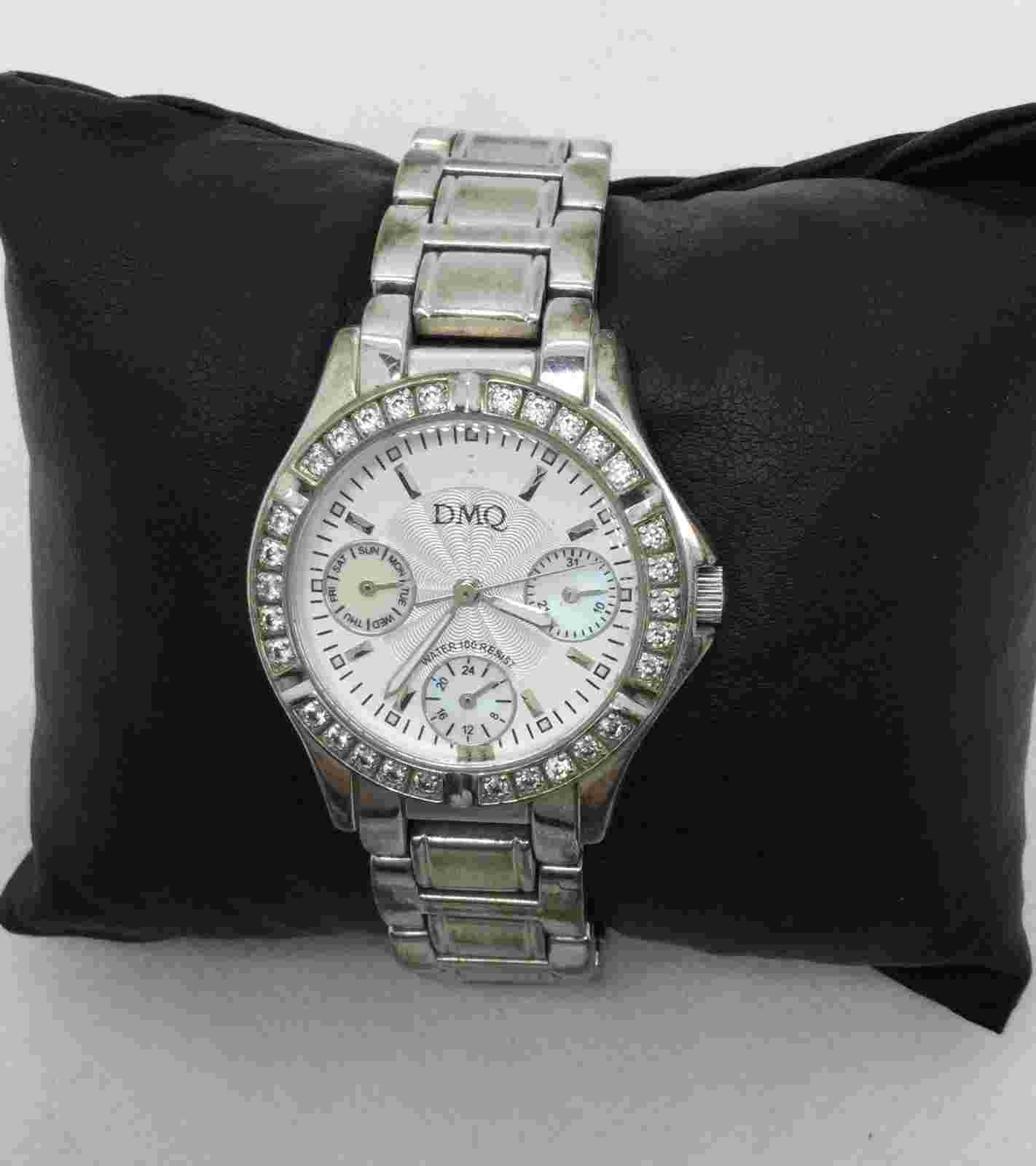 DMQ Cubic Zirconia Bezel Multifunction Wrist Watch (parts/repair)