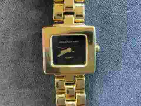 Jones New York Watch Gold Tone With Black Dial. New battery. **WORKING**