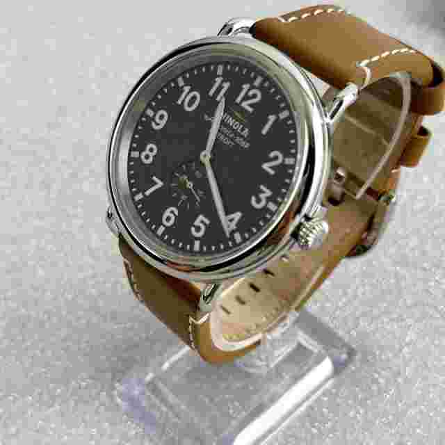Shinola The Runwel 47mm Men's Quartz Watch Green Dial With Tan Leather Strap