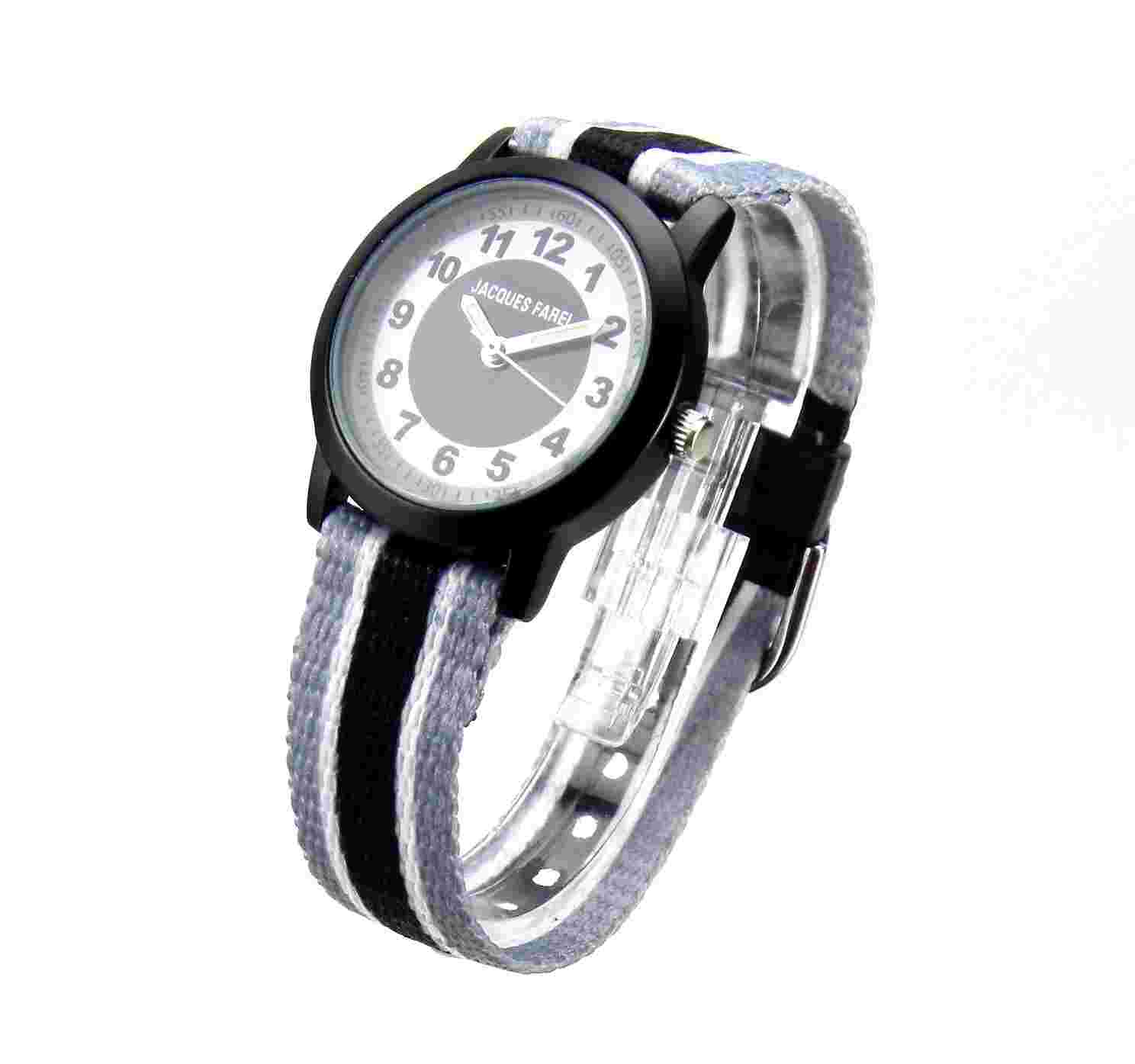 Children's watch children's wristwatch learning watch Jacques Farel boys black white gray NEW