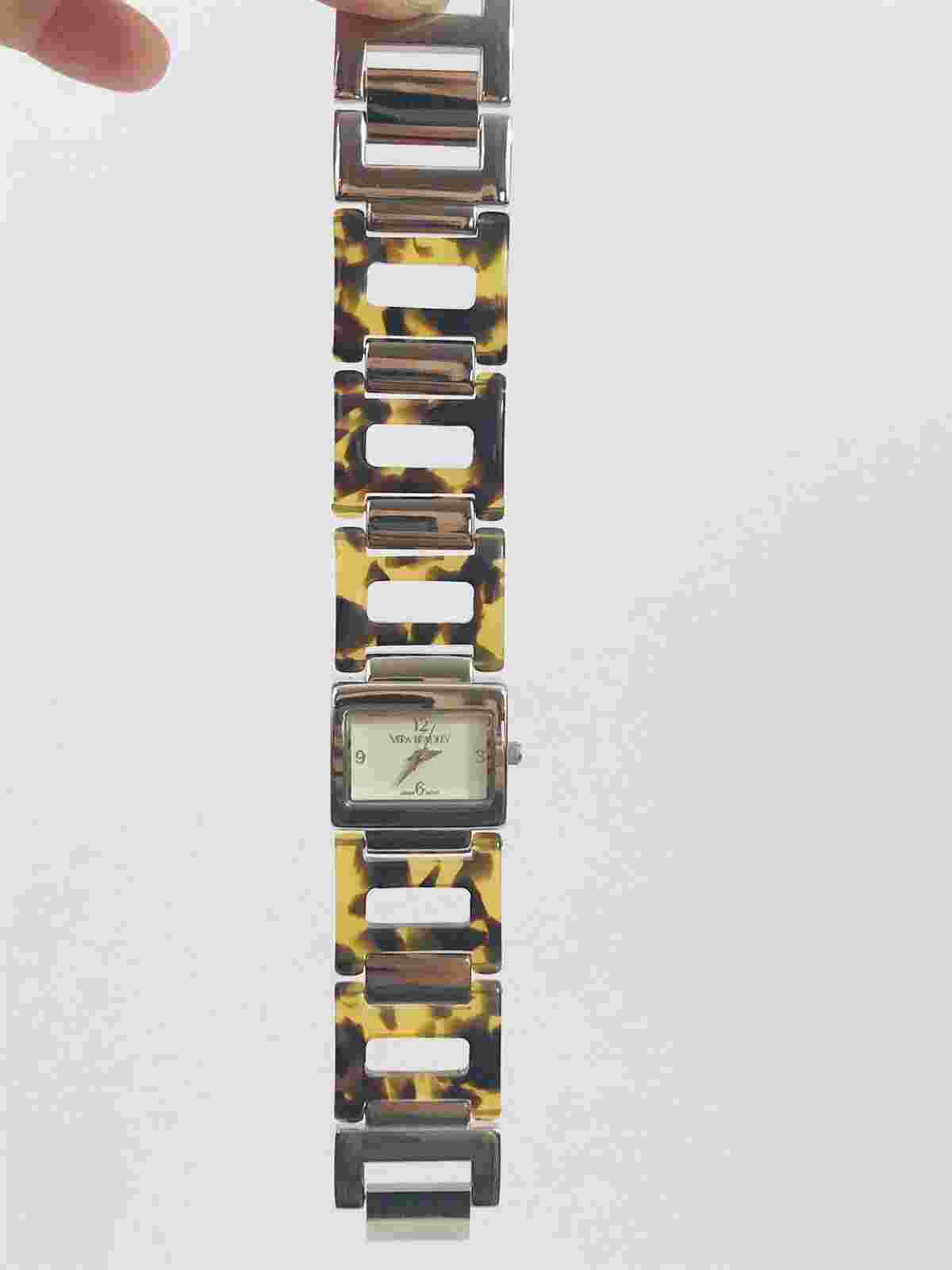 Vtg Vera Bradley Kensington Tortoise Shell Silver Link Watch Women Accessories