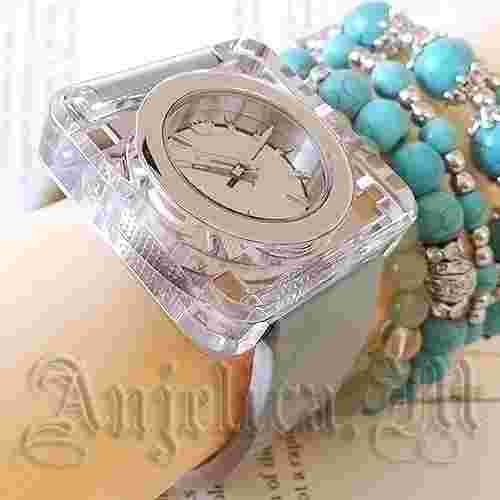 NWT TORY BURCH Ash Blue Izzie Square Watch TRB3004