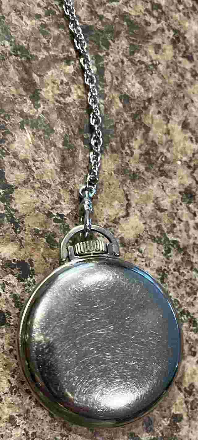 GRAIL 1950 Westclox Canada  24HR Pocket Watch/Chain Working Vtg Silver Black