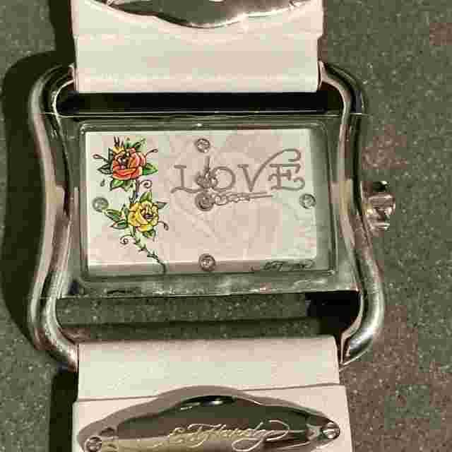 VINTAGE ED HARDY LOVE WATCH WHITE LEATHER WOMENS NWOB VI-RS 5019