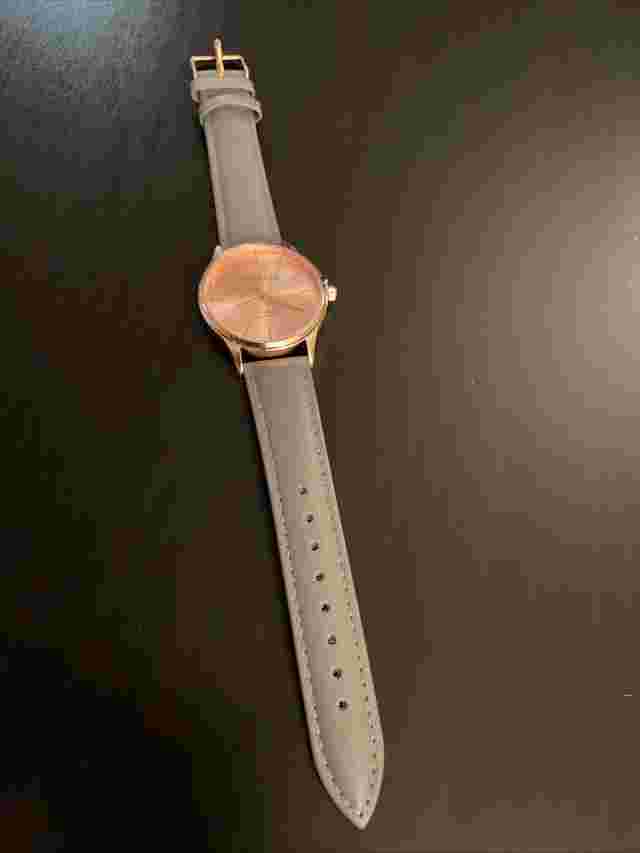 Monroe Classique Sole’Rose Charcoal Leather Quartz Watch- New Battery