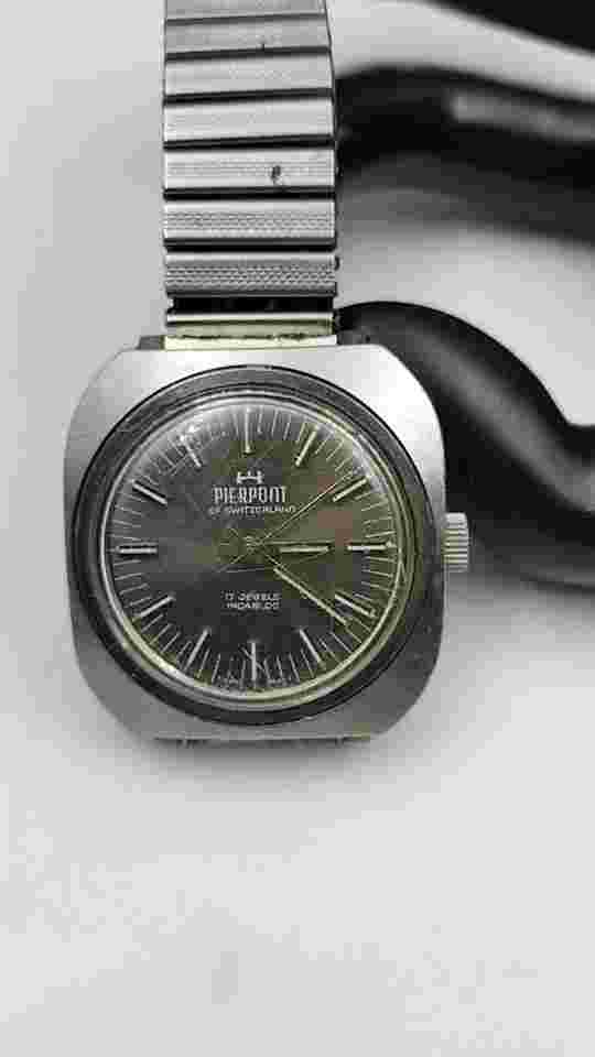 Scarce Vintage Mens Pierpont of Switzerland Wrist watch 17J 33.5mm - runs - AF