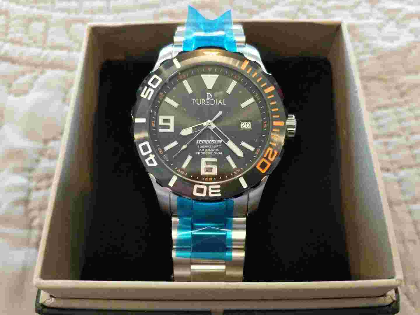Puredial Tempostar Black Orange 45 Mm Nh35 Automatic W SS Bracelet PDTS2200