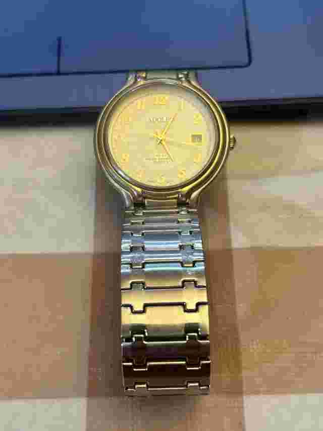 Adolfo Quartz Men’s Watch Two Tone Date Vintage expansion Band