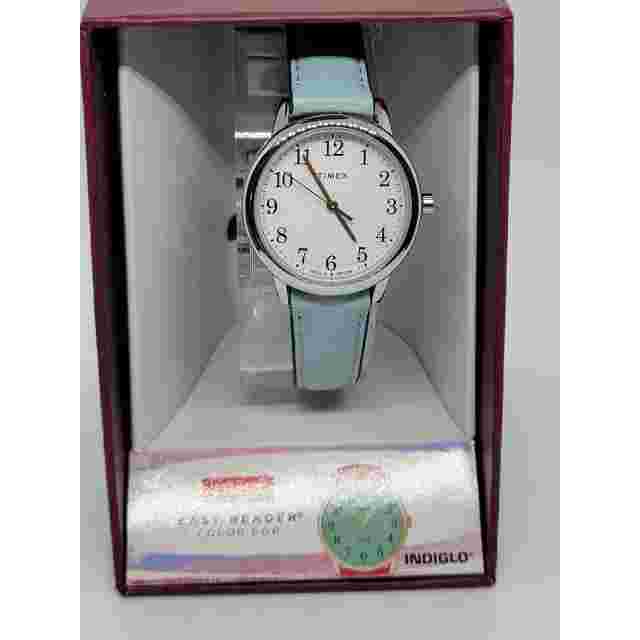 Womens Timex TW2R62900 Easy Reader Blue Leather Watch White Indiglo Battery