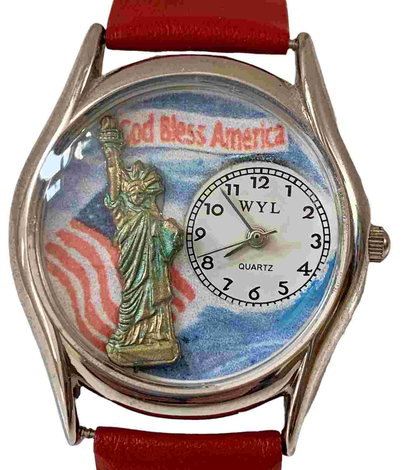 Vintage Whimsical Statue of Liberty-Themed Silver Finish Watch w/New Battery
