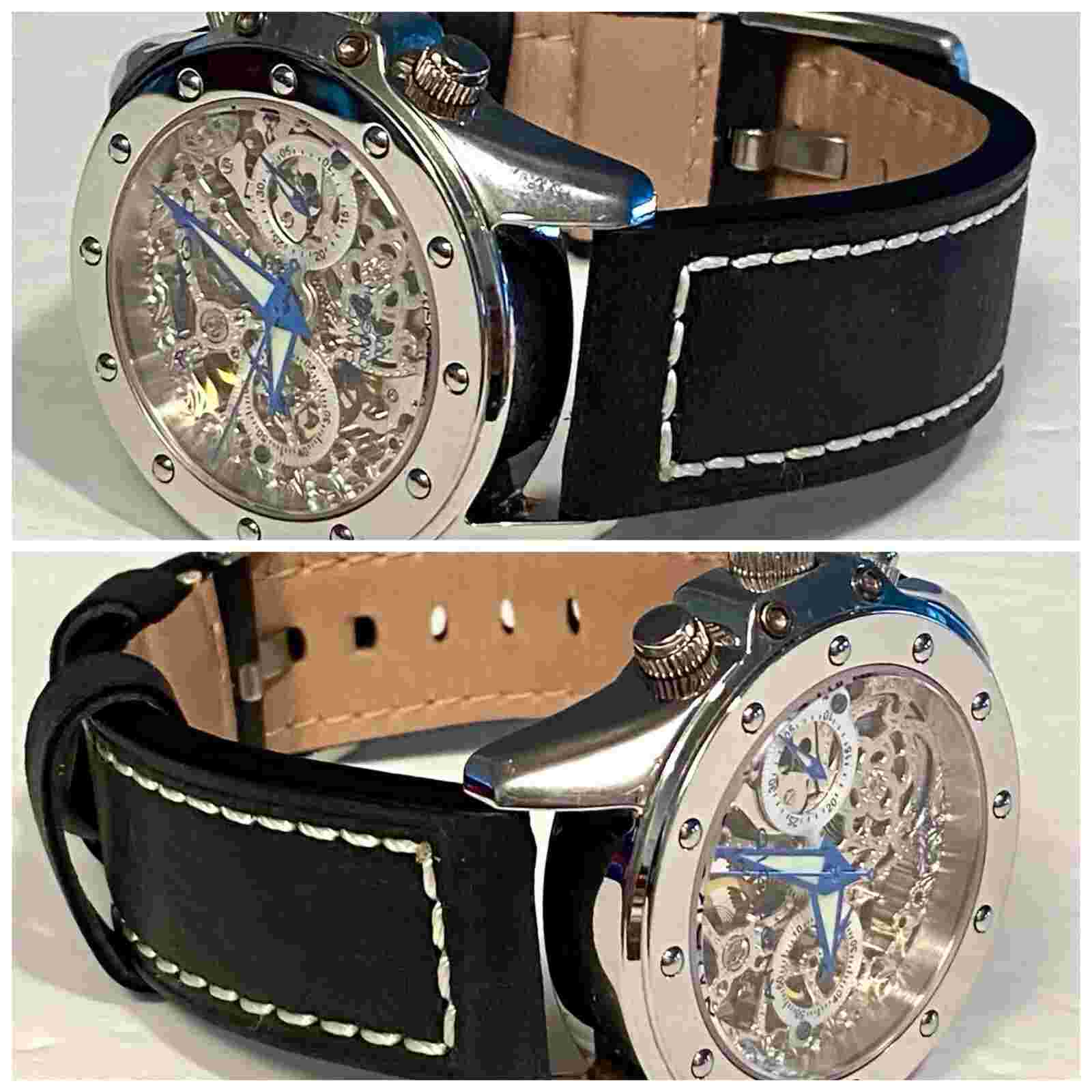 43mm CONQUERER Skeleton Mechanical Chrono LE#179/500 Android Mens Watch _ Rare