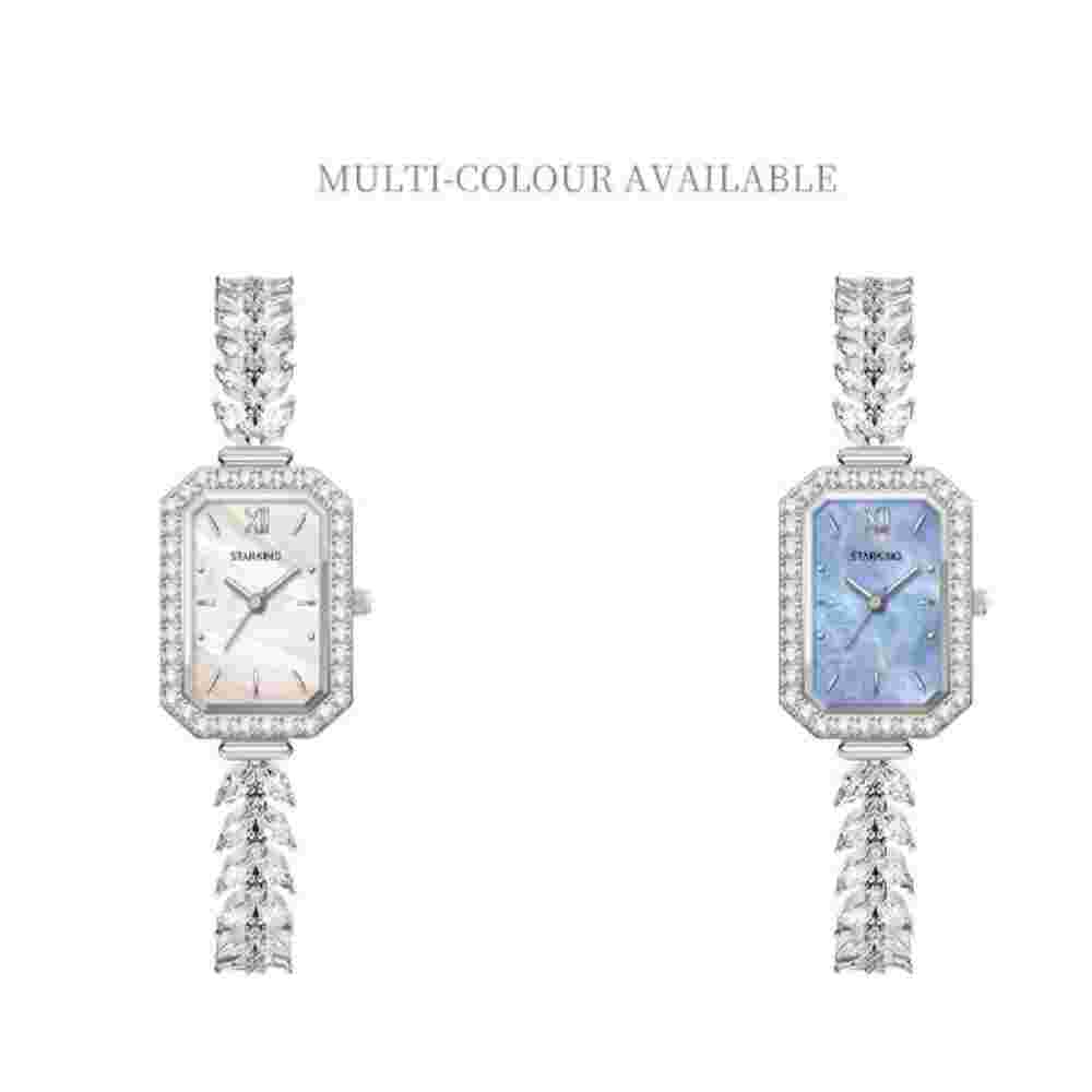 Womens Square Watch Analog Japan Quartz Movement Stainless Steel Band Waterproof
