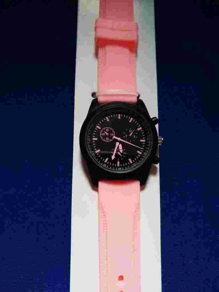 Peach Pink silicone adult Battery included watch battery operated