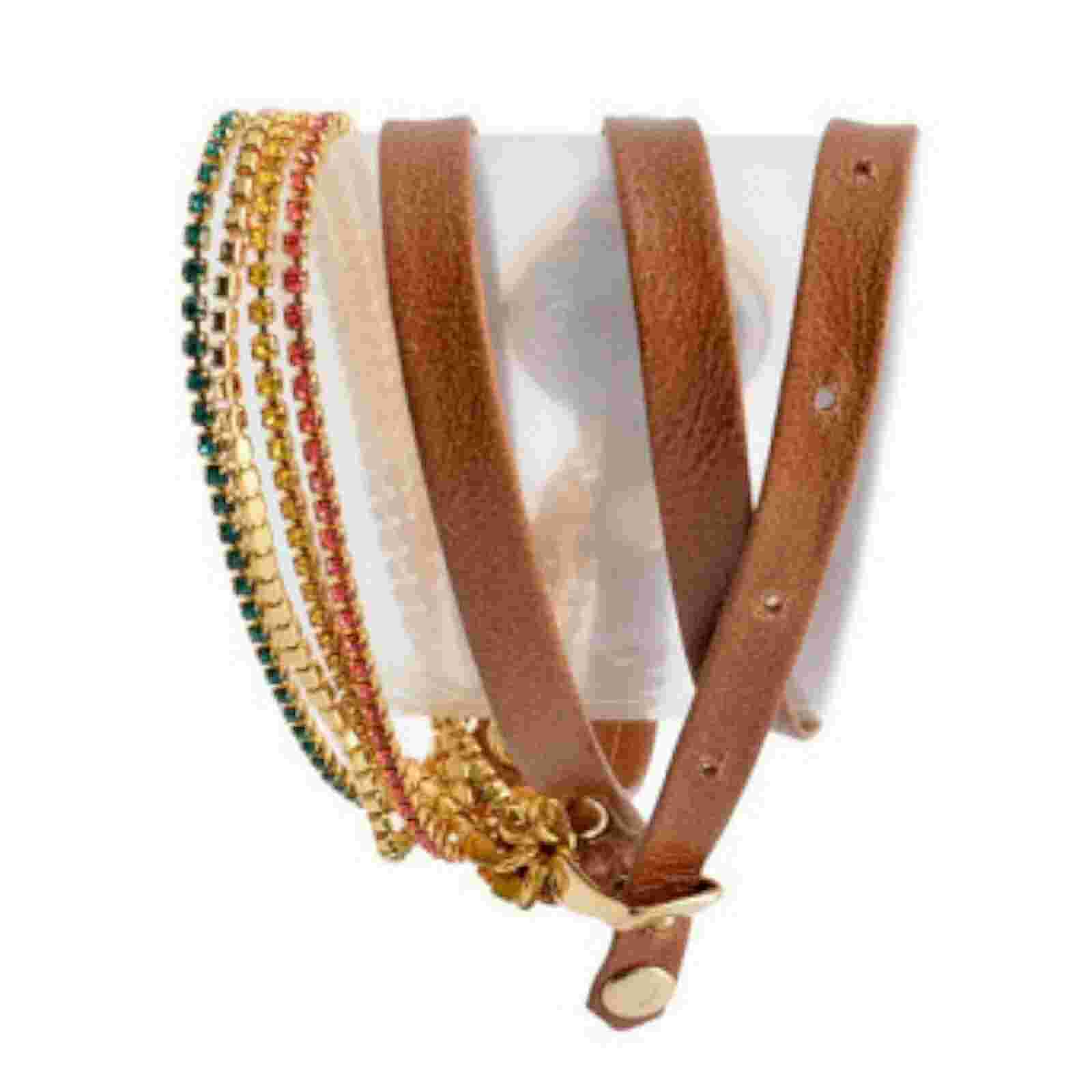 NEW La Mer Collections LMDELCRY1502 Womens Mocha Berlin DoubleWrap Leather Watch