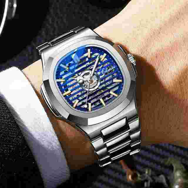 CHENXI Men Watches Automatic Mechanical Wristwatch Silver Male Steel Watch Gifts