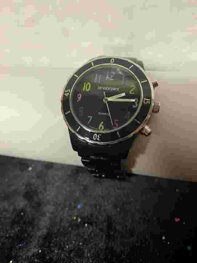 Ladies Beautiful Lane Bryant Black Round Face Watch Very Nice multicolor numbers