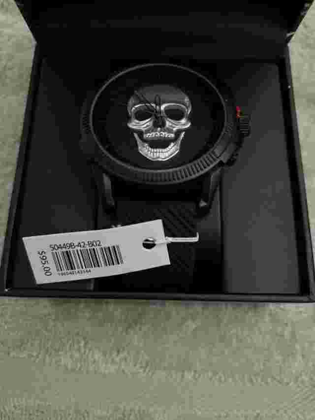 ED HARDY GOTH MATTE BLACK SILVER SKULL MEN'S SILICONE STRAP WATCH**NEW!