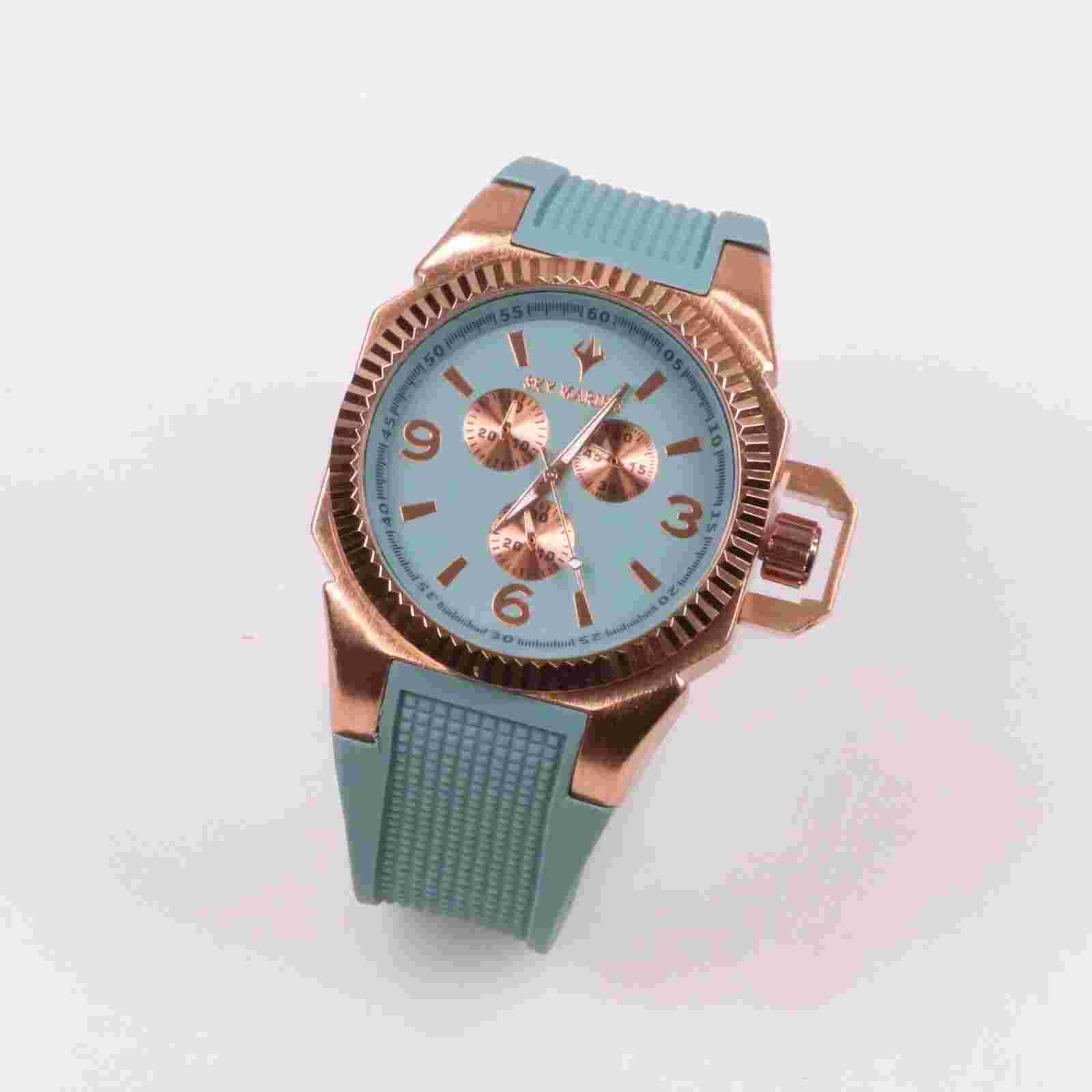 New Sky Mairine Women's Rose Gold, Green Silicone Band