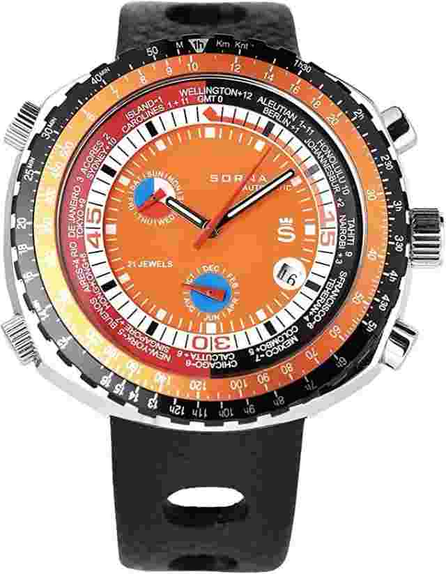 Watch Men's Automatic winding 70's model SORNA Case width 49mm T21707-ORANGE