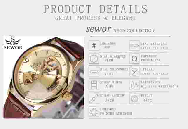 Mechanical Automatic self-wind Skeleton Watches Fashion Casual Men Watch Luxury