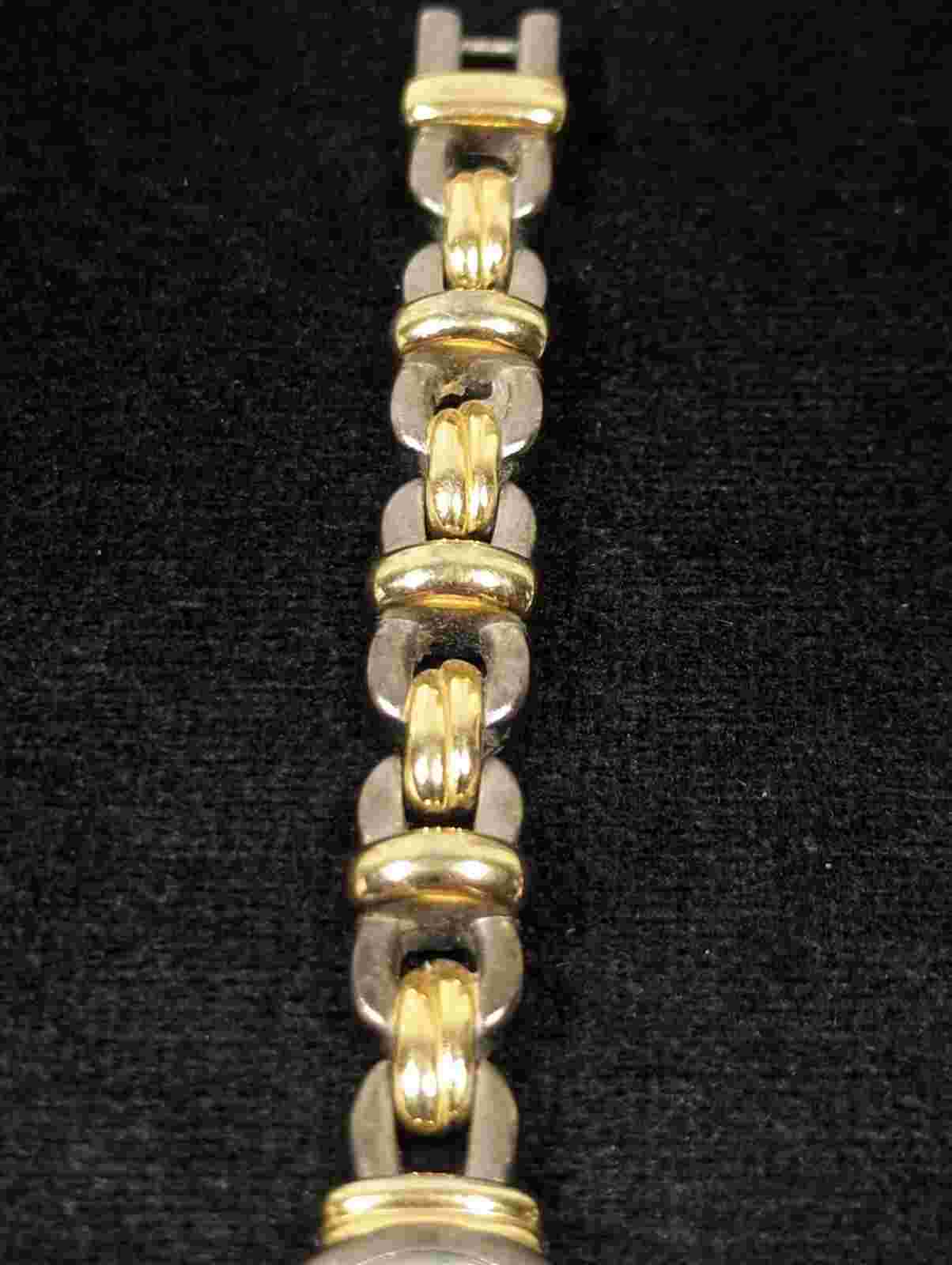 Carriage White Dial Oval Gold Tone Case Link Bracelet Band Watch