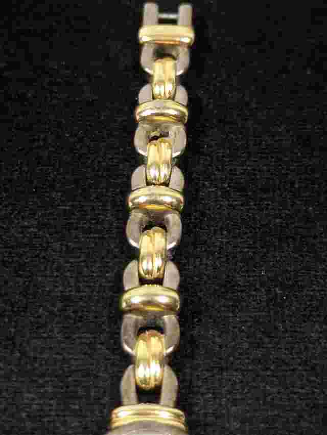 Carriage White Dial Oval Gold Tone Case Link Bracelet Band Watch