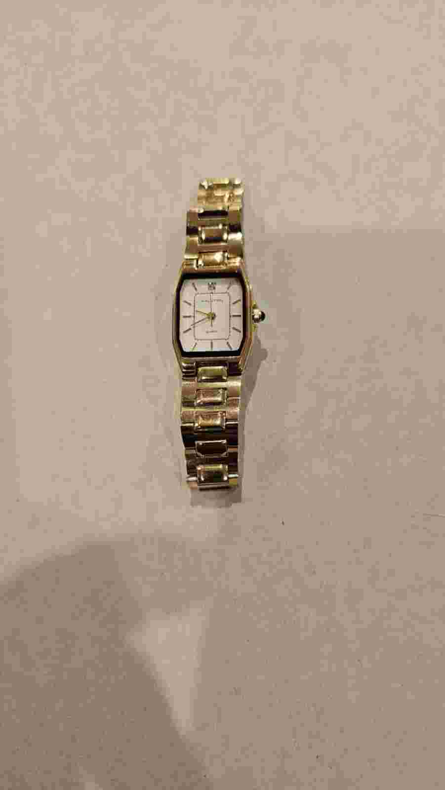 Vintage Halston 001-6L32 Gold Filled Tank Watch