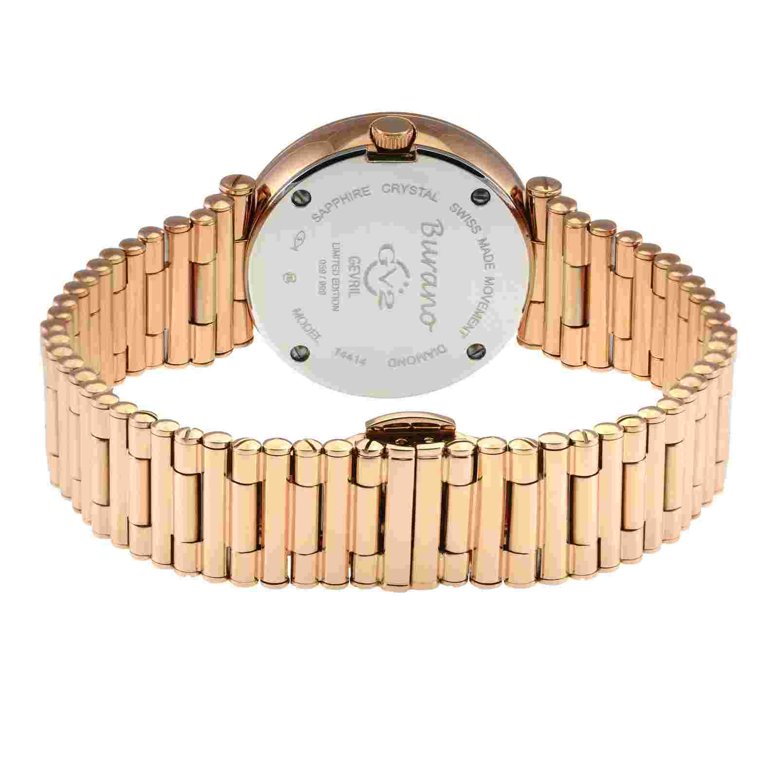 Gv2 By Gevril Women's 14414B Burano Diamonds Rose-Gold IP Stainless Steel Watch
