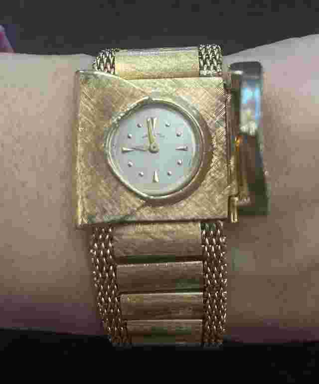 Circa 1950 Hamilton Paul Burhre 14Kt Gold And Diamond Cocktail Watch..TJ388
