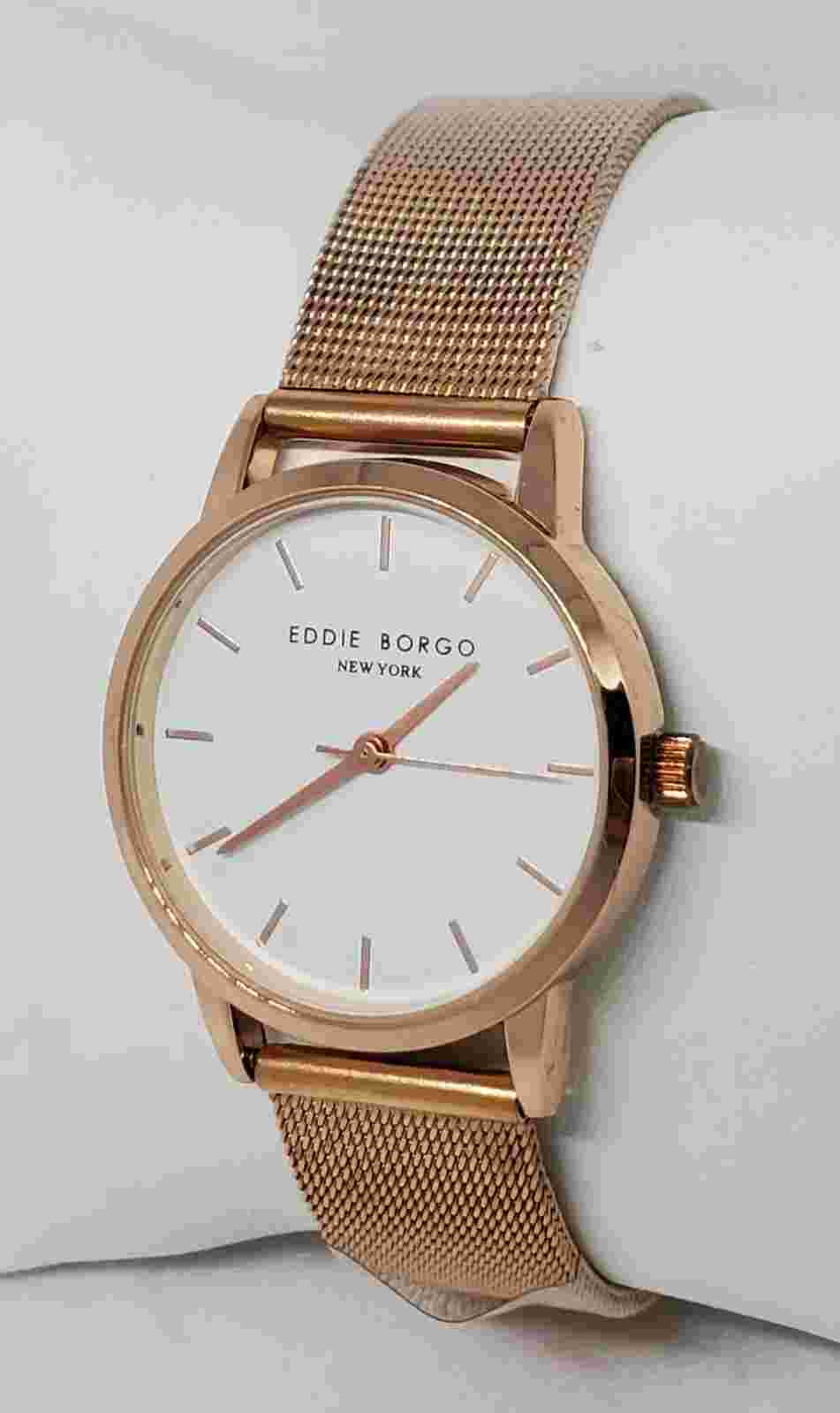 Ladies Eddie Borgo  Rose Gold Tone Mesh Band White Dial Analog Quartz Watch C9