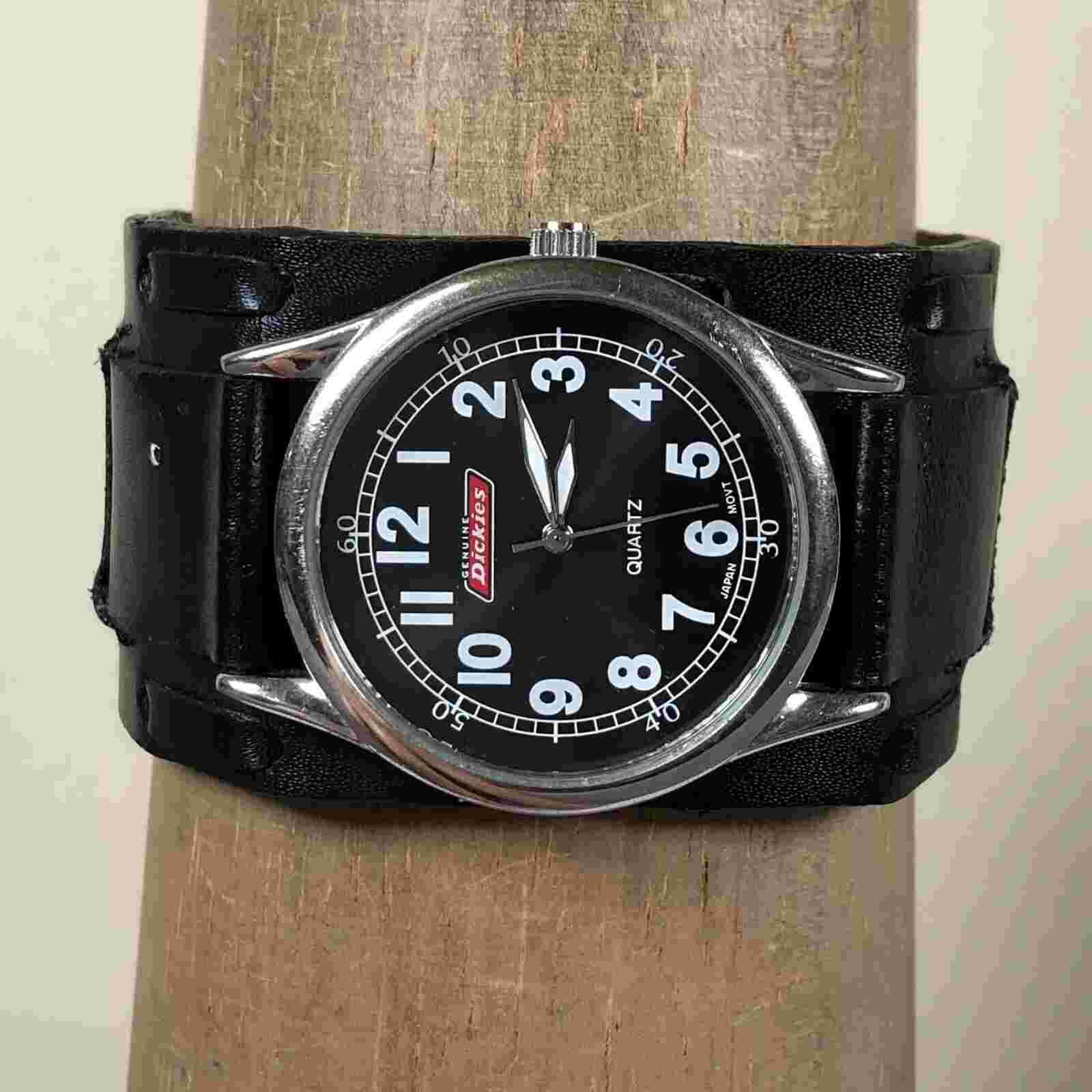 Dickies Men LDX646WM Casual Black Leather Bund Strap 38mm Quartz Analog Watch 8"