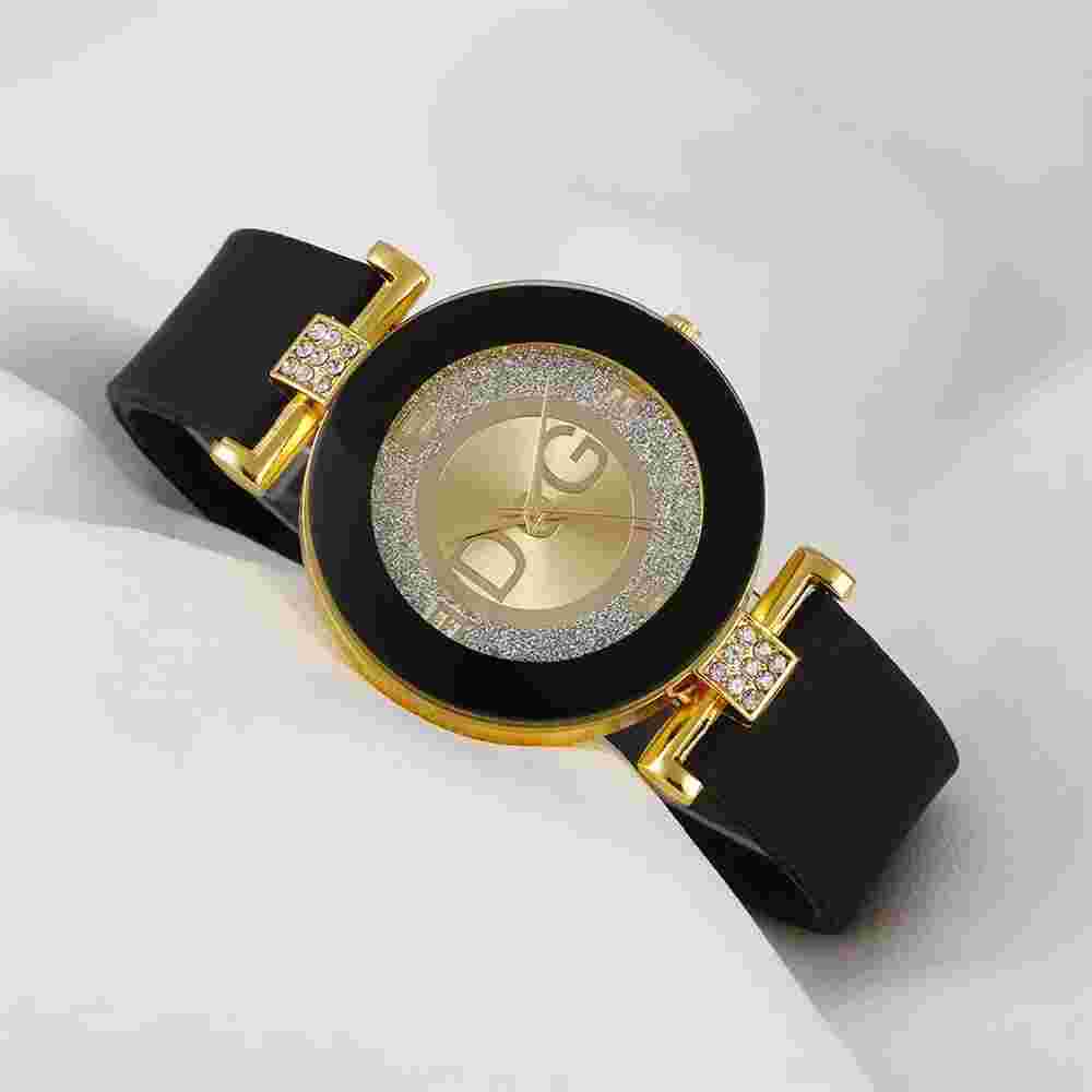 Beautiful Women's Elegant Luxury Silicone Bracelet Gold Dial Classy Trendy Watch