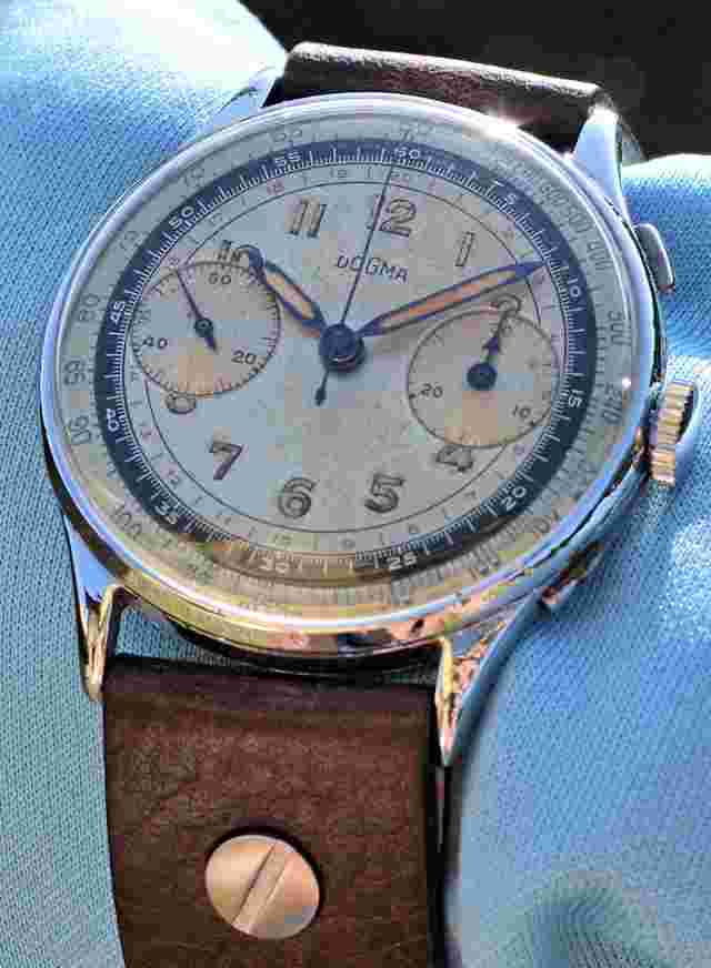 Rare Chrono Dogma 2 Military Style Counters Chrome Case Fixed Lugs Vintage
