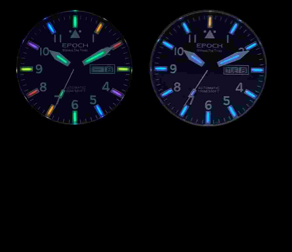 EPOCH Men Luminous Rainbow Light Automatic Watch  Japan Miyota 21Jewels Sapphire