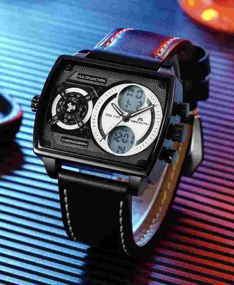 Watches Mens Stylish Digital Analogue Wristwatch Large Face