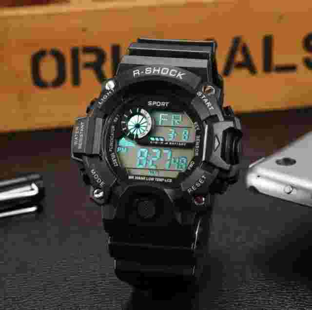 Mens Big Face Watch Sports Digital LED Shockproof Alarm Water Resistant Watch