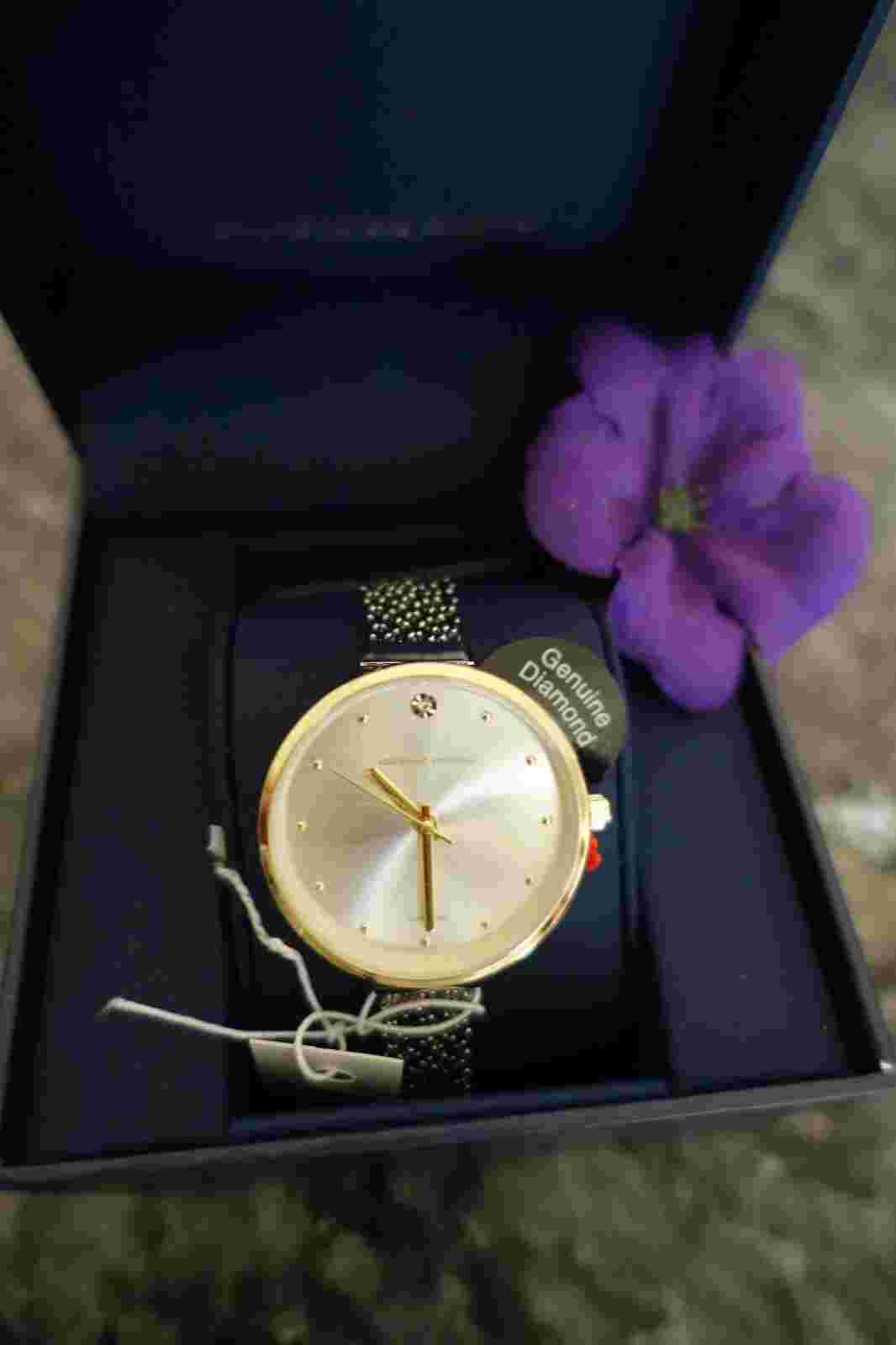 Adrienne Vittadini silver diamond watch new in box 12930g-42 b28