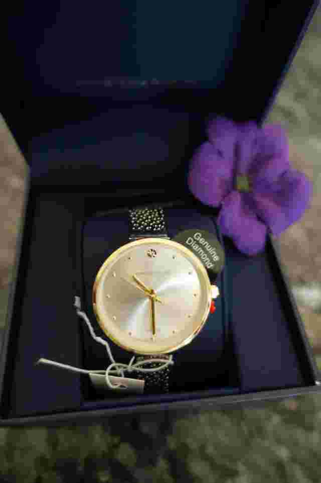 Adrienne Vittadini silver diamond watch new in box 12930g-42 b28